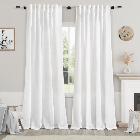 White Linen Backrest Curtains, Light-Glowing and Privacy Protective